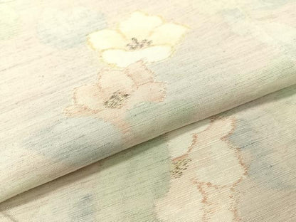 平和屋着物●上質な紬　草花文　正絹　逸品　CABC9852vp
