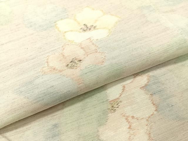平和屋着物●上質な紬　草花文　正絹　逸品　CABC9852vp