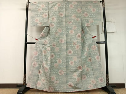 平和屋着物●上質な紬　花唐草文　正絹　逸品　CABC9853vp