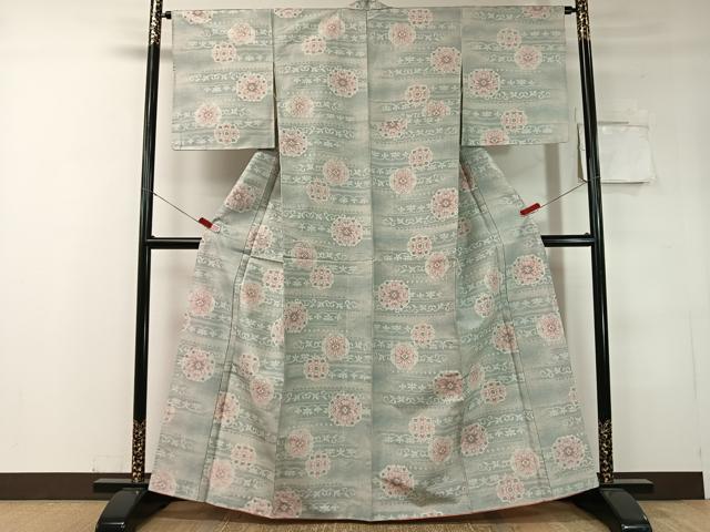 平和屋着物●上質な紬　花唐草文　正絹　逸品　CABC9853vp