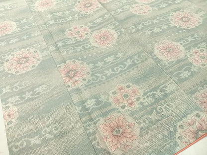 平和屋着物●上質な紬　花唐草文　正絹　逸品　CABC9853vp