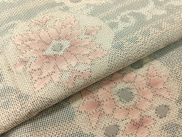 平和屋着物●上質な紬　花唐草文　正絹　逸品　CABC9853vp