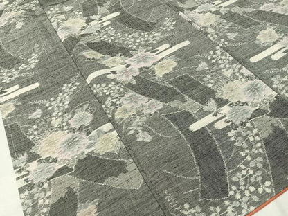 平和屋着物●小千谷紬　霞花文　正絹　逸品　未使用　CABC9854vp