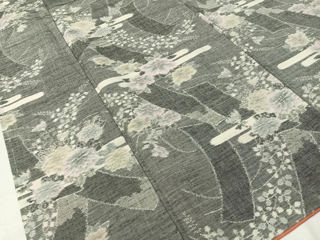 平和屋着物●小千谷紬　霞花文　正絹　逸品　未使用　CABC9854vp