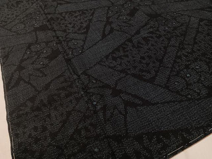 平和屋着物●結城紬　80亀甲　笹竹花文　正絹　逸品　未使用　CABC9855vp