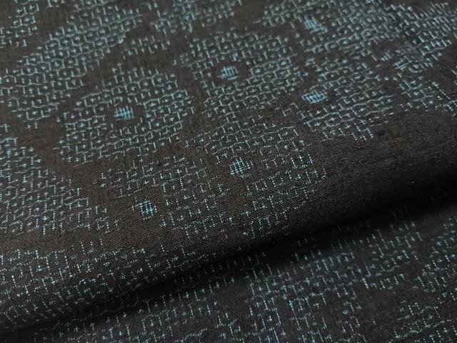 平和屋着物●結城紬　80亀甲　笹竹花文　正絹　逸品　未使用　CABC9855vp