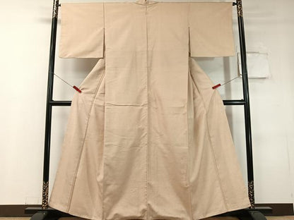 平和屋着物●上質な紬　色無地　砥粉色　正絹　逸品　CABC9857vp