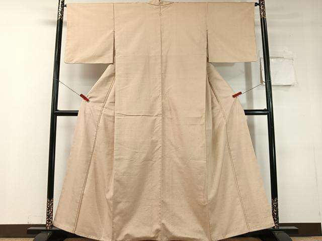 平和屋着物●上質な紬　色無地　砥粉色　正絹　逸品　CABC9857vp