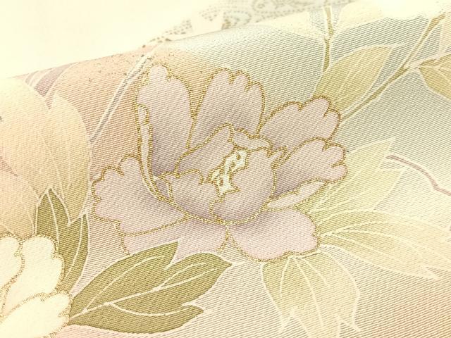 平和屋着物●訪問着　駒刺繍　重ね山花文　暈し染め　金彩　正絹　逸品　CABC9858vp