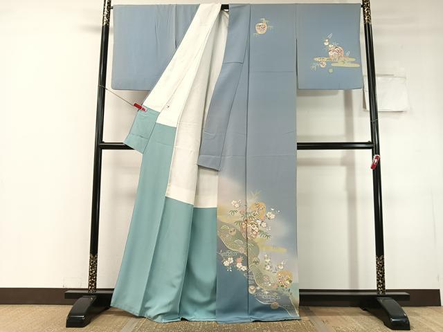 平和屋着物●訪問着　道長御所車花文　暈し染め　金彩　正絹　逸品　CABC9859vp