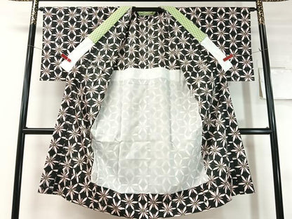 平和屋着物●長襦袢　無双仕立て　花尽くし　黒地　洗える着物　未使用　CABC9861vp