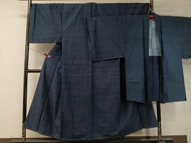 平和屋着物●男性　結城紬　アンサンブル　杢　霞文　キングサイズ　正絹　逸品　未使用　CABC9869vp