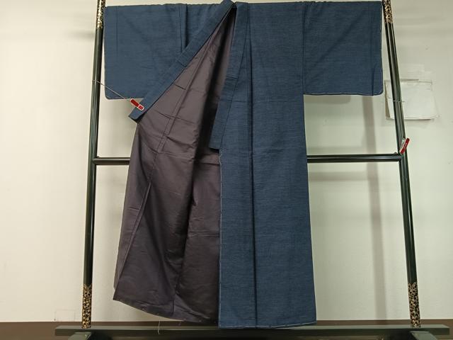 平和屋着物●男性　結城紬　アンサンブル　杢　霞文　キングサイズ　正絹　逸品　未使用　CABC9869vp