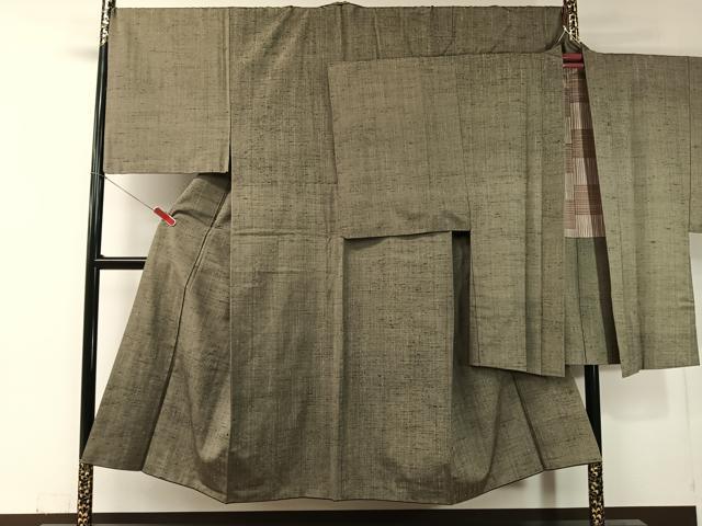 平和屋着物●男性　紬　アンサンブル　霞文様　正絹　逸品　CABC9870vp