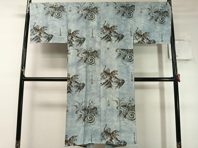 平和屋着物●男性　紬　アンサンブル　長襦袢セット　濃藍色　やまと誂製　正絹　逸品　CABC9873vp