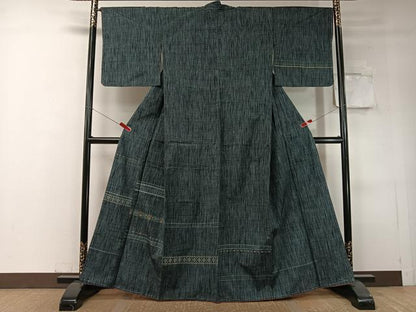 平和屋着物●訪問着　紬地　横段花文　正絹　逸品　未使用　CABC9874vp
