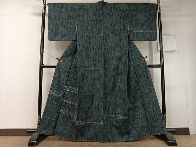 平和屋着物●訪問着　紬地　横段花文　正絹　逸品　未使用　CABC9874vp