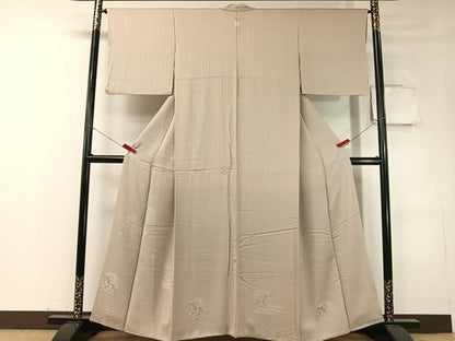 平和屋着物●無地絵羽訪問着　エ霞飛鶴花丸地紋　白橡色　さが美扱い　正絹　逸品　CABC9879vp