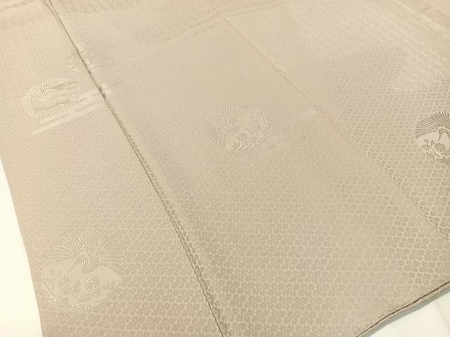 平和屋着物●無地絵羽訪問着　エ霞飛鶴花丸地紋　白橡色　さが美扱い　正絹　逸品　CABC9879vp