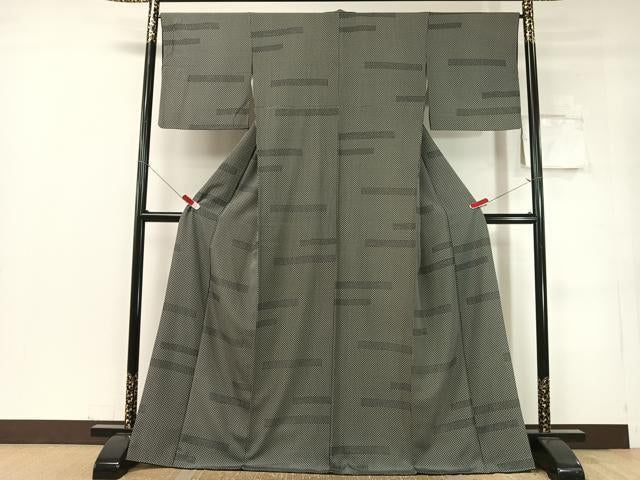 平和屋着物●江戸小紋　寄せ小紋柄　ロング丈　正絹　逸品　CABC9880vp