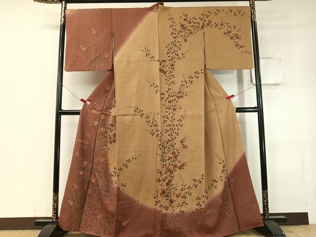 平和屋着物●訪問着　菊花文　暈し染め　金彩　正絹　逸品　CABC9899vp