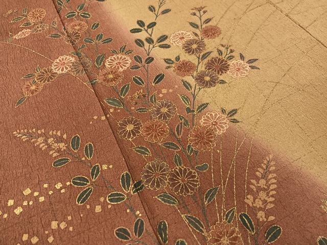 平和屋着物●訪問着　菊花文　暈し染め　金彩　正絹　逸品　CABC9899vp