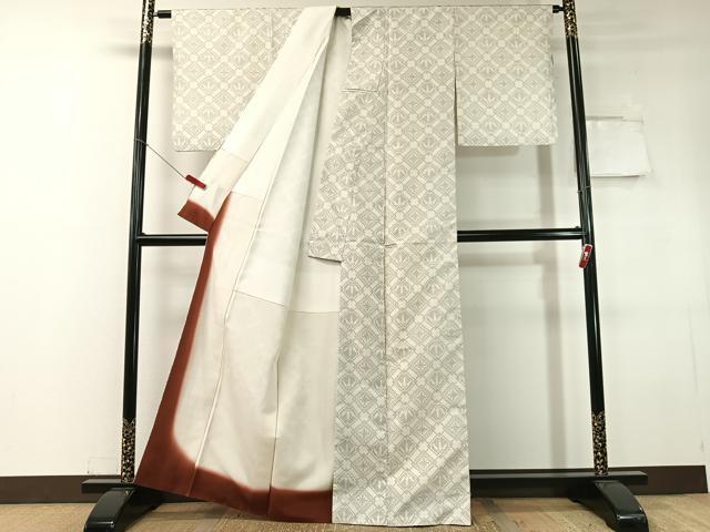 平和屋着物●本場大島紬　白大島　7マルキ　笹菱吉祥文　正絹　逸品　CABC9901vp