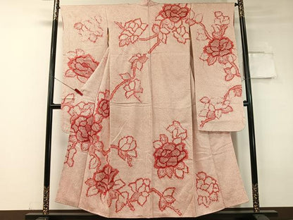 平和屋着物●豪華振袖　総絞り　草花文　正絹　逸品　CABC9903vp