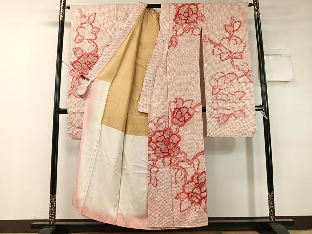 平和屋着物●豪華振袖　総絞り　草花文　正絹　逸品　CABC9903vp