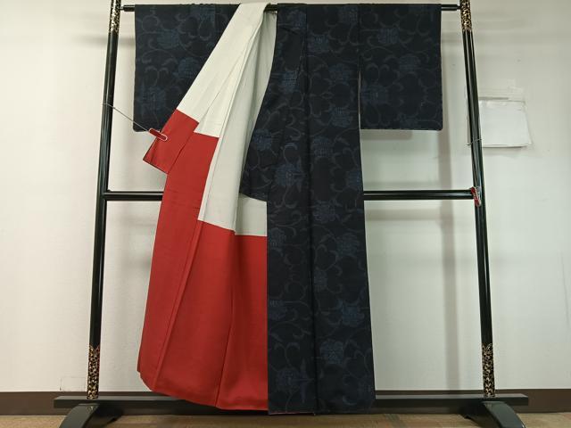 平和屋着物●本場結城紬　重要無形文化財　100亀甲　更紗唐草文　正絹　逸品　未使用　CABC9904vp