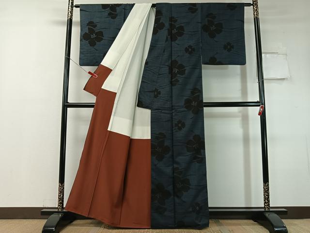 平和屋着物●本場大島紬　7マルキ　舞花文　正絹　逸品　CABC9905vp