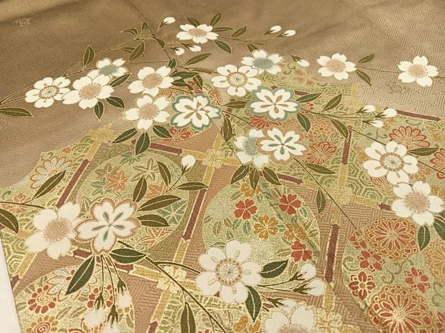 平和屋着物●訪問着　天井花丸文　暈し染め　金銀彩　正絹　逸品　CABC9909vp