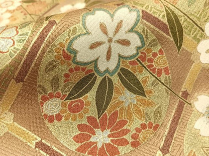 平和屋着物●訪問着　天井花丸文　暈し染め　金銀彩　正絹　逸品　CABC9909vp