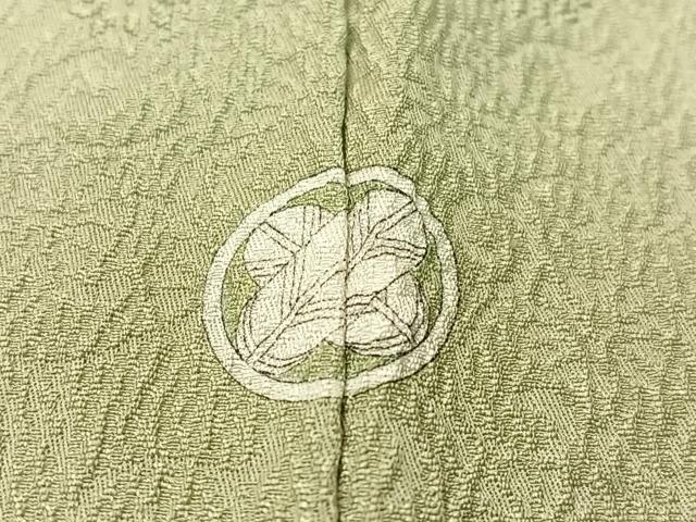 平和屋着物●上質な色無地　花唐草地紋　若葉色　正絹　逸品　CABC9911vp
