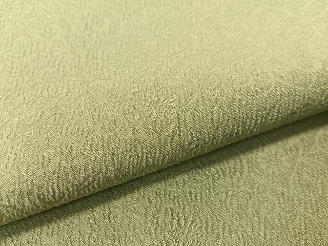 平和屋着物●上質な色無地　花唐草地紋　若葉色　正絹　逸品　CABC9911vp