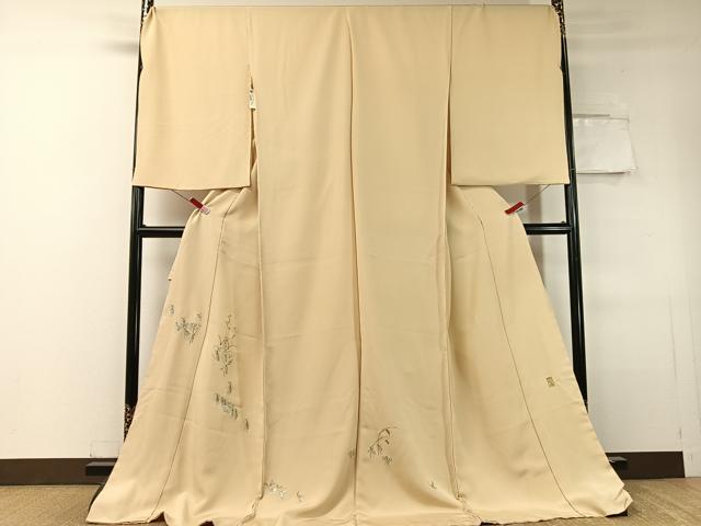平和屋着物●色留訪問着　総刺繍　駒刺繍　繍逸　虫　大名行列　金銀糸　仮絵羽　正絹　逸品　未使用　CABC9912vp