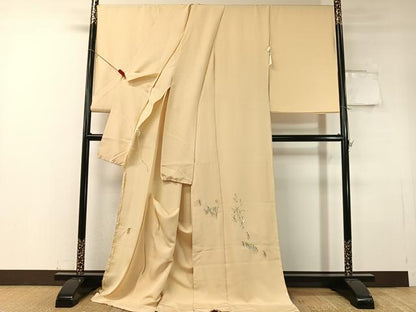 平和屋着物●色留訪問着　総刺繍　駒刺繍　繍逸　虫　大名行列　金銀糸　仮絵羽　正絹　逸品　未使用　CABC9912vp