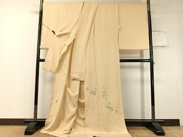平和屋着物●色留訪問着　総刺繍　駒刺繍　繍逸　虫　大名行列　金銀糸　仮絵羽　正絹　逸品　未使用　CABC9912vp