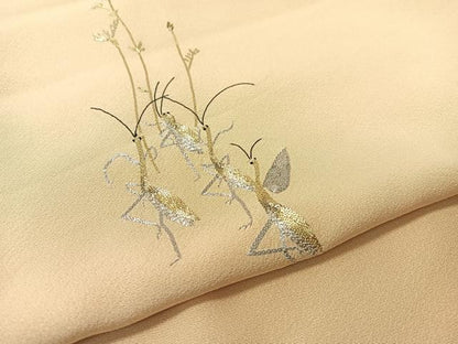 平和屋着物●色留訪問着　総刺繍　駒刺繍　繍逸　虫　大名行列　金銀糸　仮絵羽　正絹　逸品　未使用　CABC9912vp