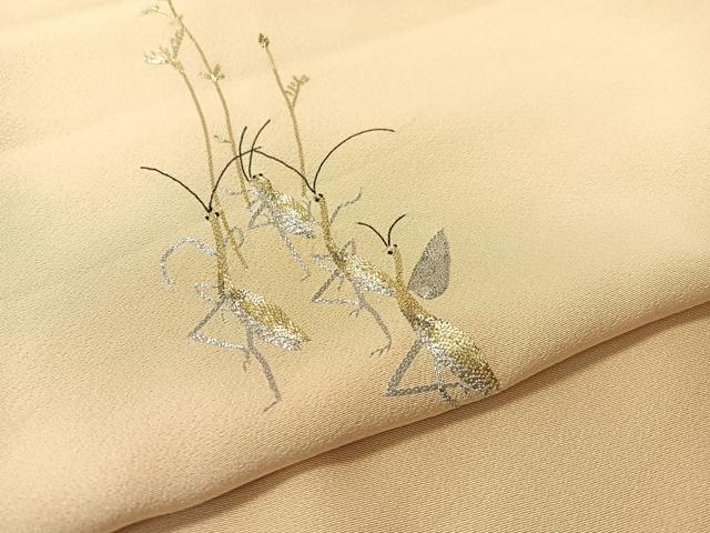 平和屋着物●色留訪問着　総刺繍　駒刺繍　繍逸　虫　大名行列　金銀糸　仮絵羽　正絹　逸品　未使用　CABC9912vp
