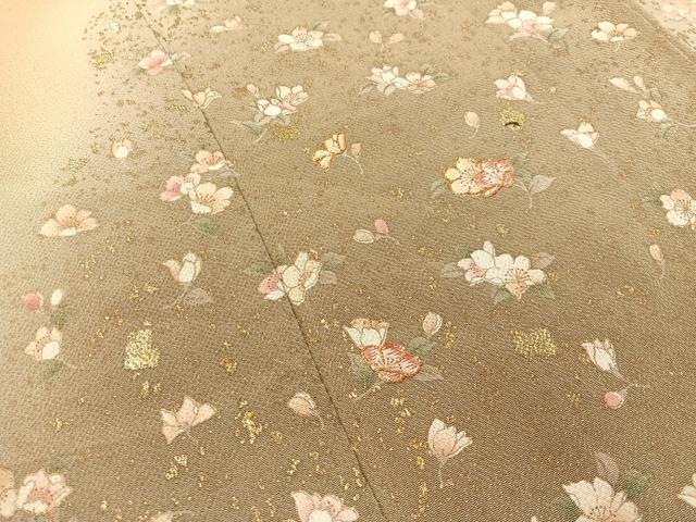 平和屋着物●訪問着　作家物　駒刺繍　舞花文　暈し染め　金彩　鬼しぼ縮緬　反端付き　正絹　逸品　CABC9918vp