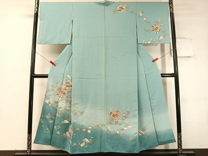 平和屋着物●訪問着　雪輪扇面花文　暈し染め　金彩　正絹　逸品　CABC9919vp