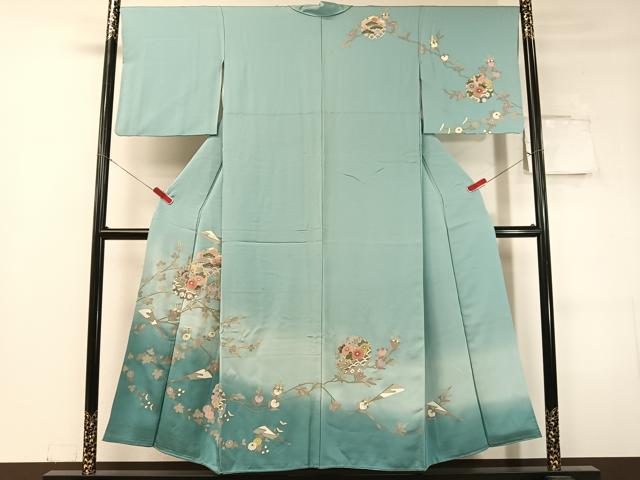 平和屋着物●訪問着　雪輪扇面花文　暈し染め　金彩　正絹　逸品　CABC9919vp