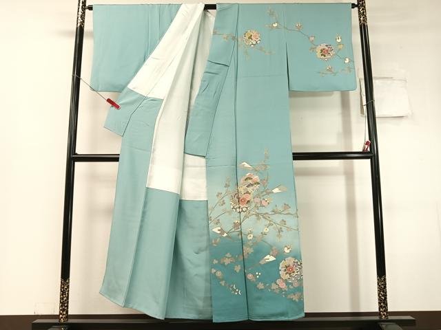 平和屋着物●訪問着　雪輪扇面花文　暈し染め　金彩　正絹　逸品　CABC9919vp