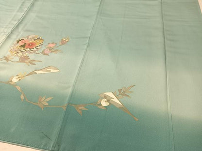 平和屋着物●訪問着　雪輪扇面花文　暈し染め　金彩　正絹　逸品　CABC9919vp
