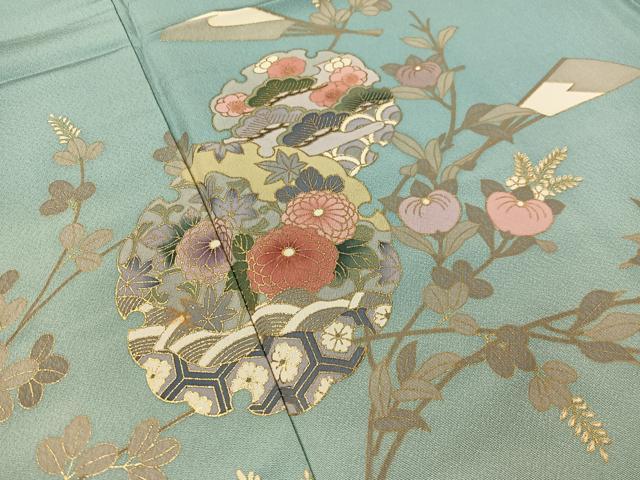 平和屋着物●訪問着　雪輪扇面花文　暈し染め　金彩　正絹　逸品　CABC9919vp