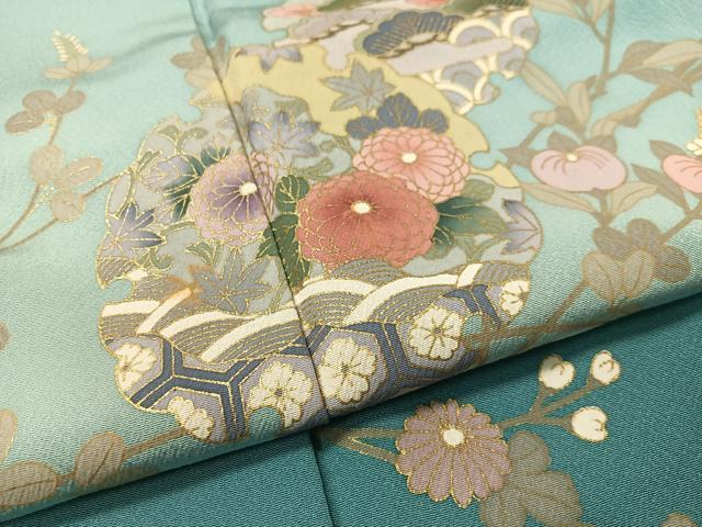 平和屋着物●訪問着　雪輪扇面花文　暈し染め　金彩　正絹　逸品　CABC9919vp