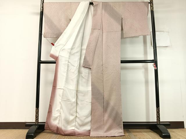 平和屋着物●訪問着　総絞り　斜線文　ロング丈　正絹　逸品　CABC9925vp