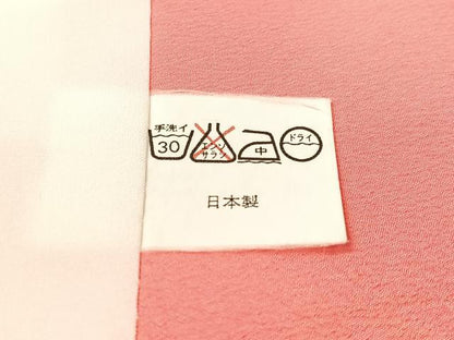 平和屋着物▼小振袖 色無地 流水吉祥地紋 真朱色 洗える着物 CABC9937vp