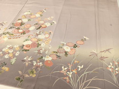 平和屋着物●訪問着　友禅　作家物　草花文　暈し染め　正絹　逸品　未使用　CABC9941vp
